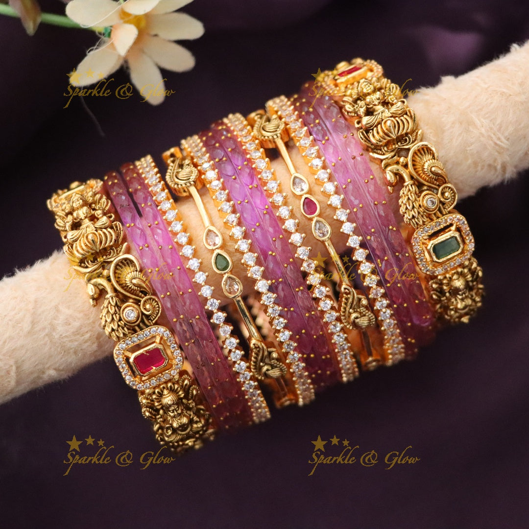 Exquisite Bridal Peacock & Lakshmi Bangles - Elegant & Timeless