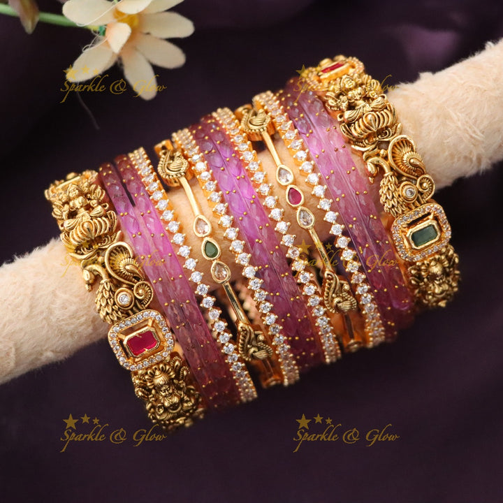 Exquisite Bridal Peacock & Lakshmi Bangles - Elegant & Timeless
