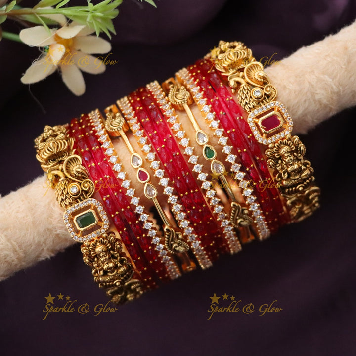 Exquisite Bridal Peacock & Lakshmi Bangles - Elegant & Timeless