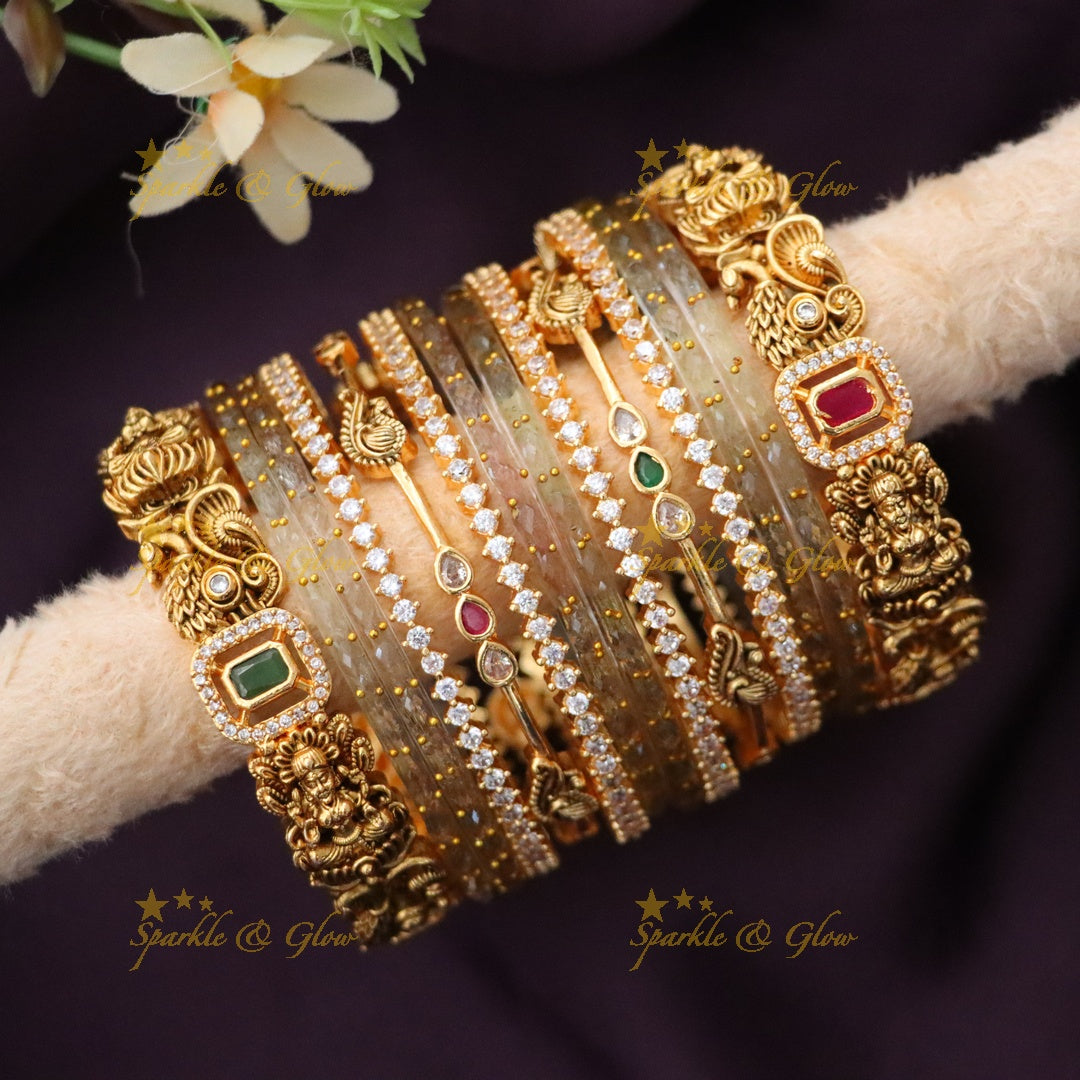 Exquisite Bridal Peacock & Lakshmi Bangles - Elegant & Timeless