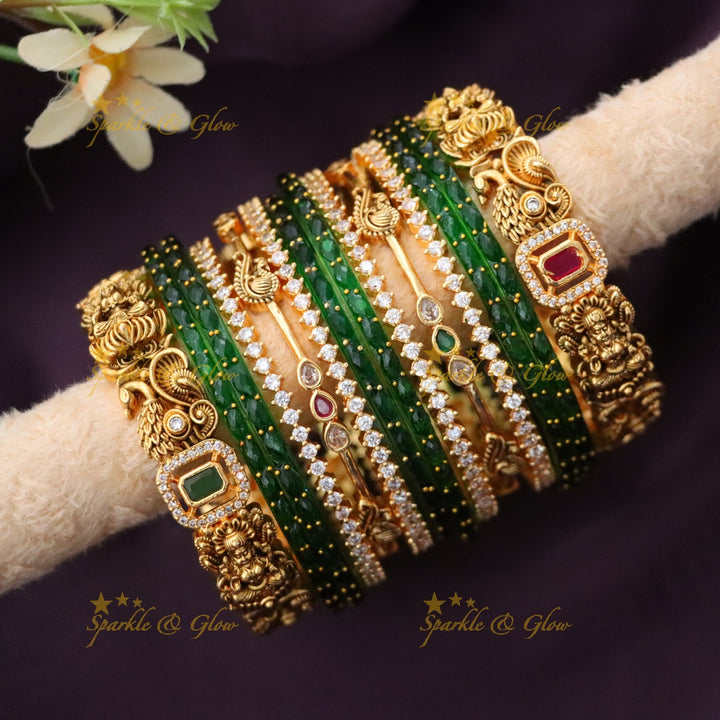 Exquisite Bridal Peacock & Lakshmi Bangles - Elegant & Timeless