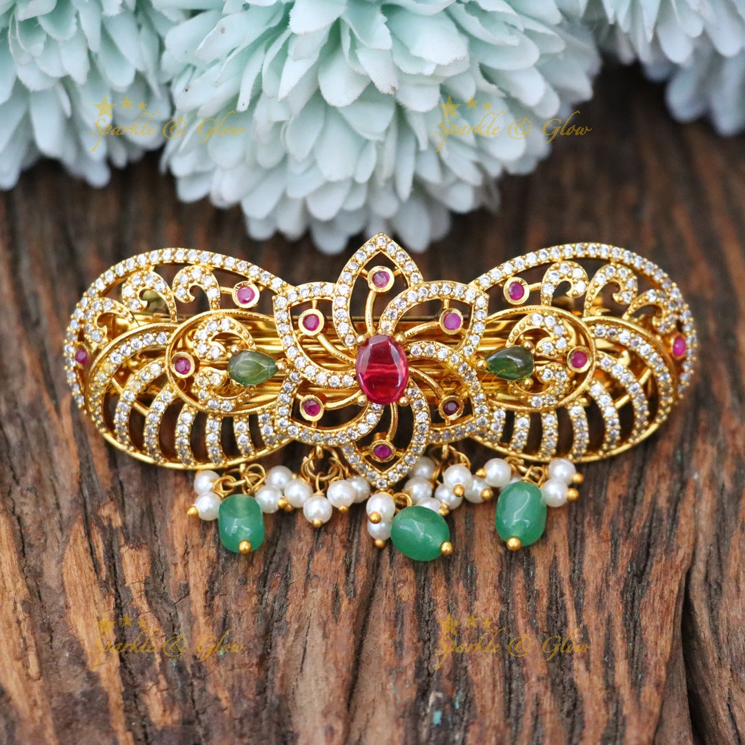 Sparkling American Diamond Hair Clip - Festive Shine