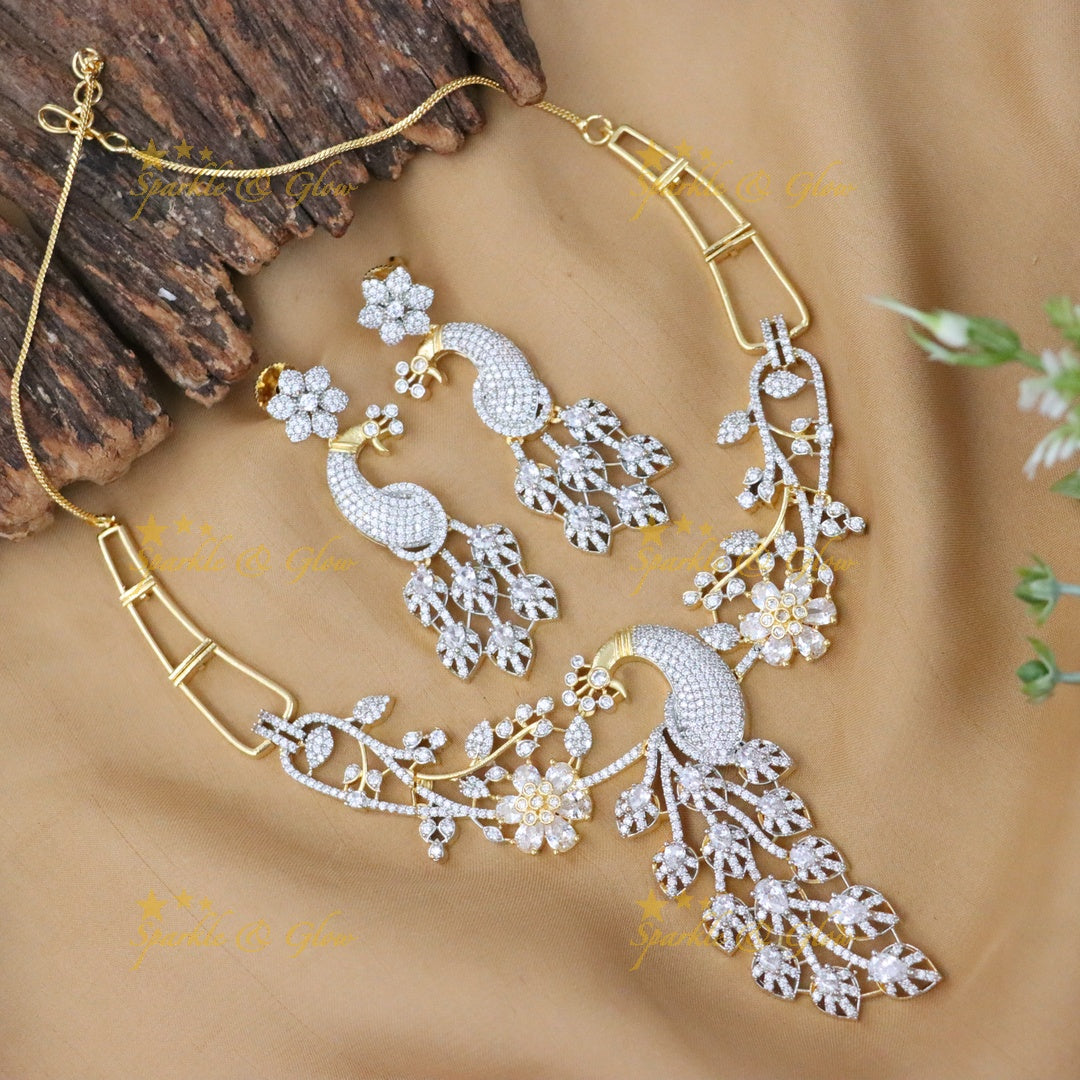 Premium American Diamond Necklace Set for Weddings