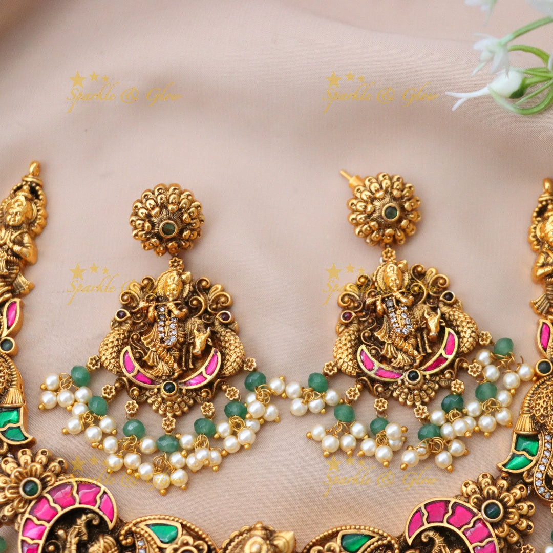Exquisite Gold Temple Necklace Set for Celebrations