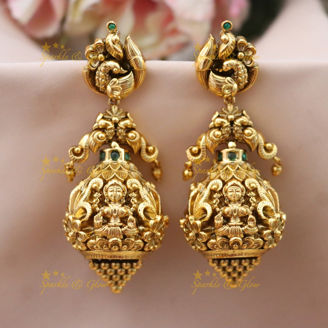 Exquisite Temple Jewellery Earrings Gold Finish