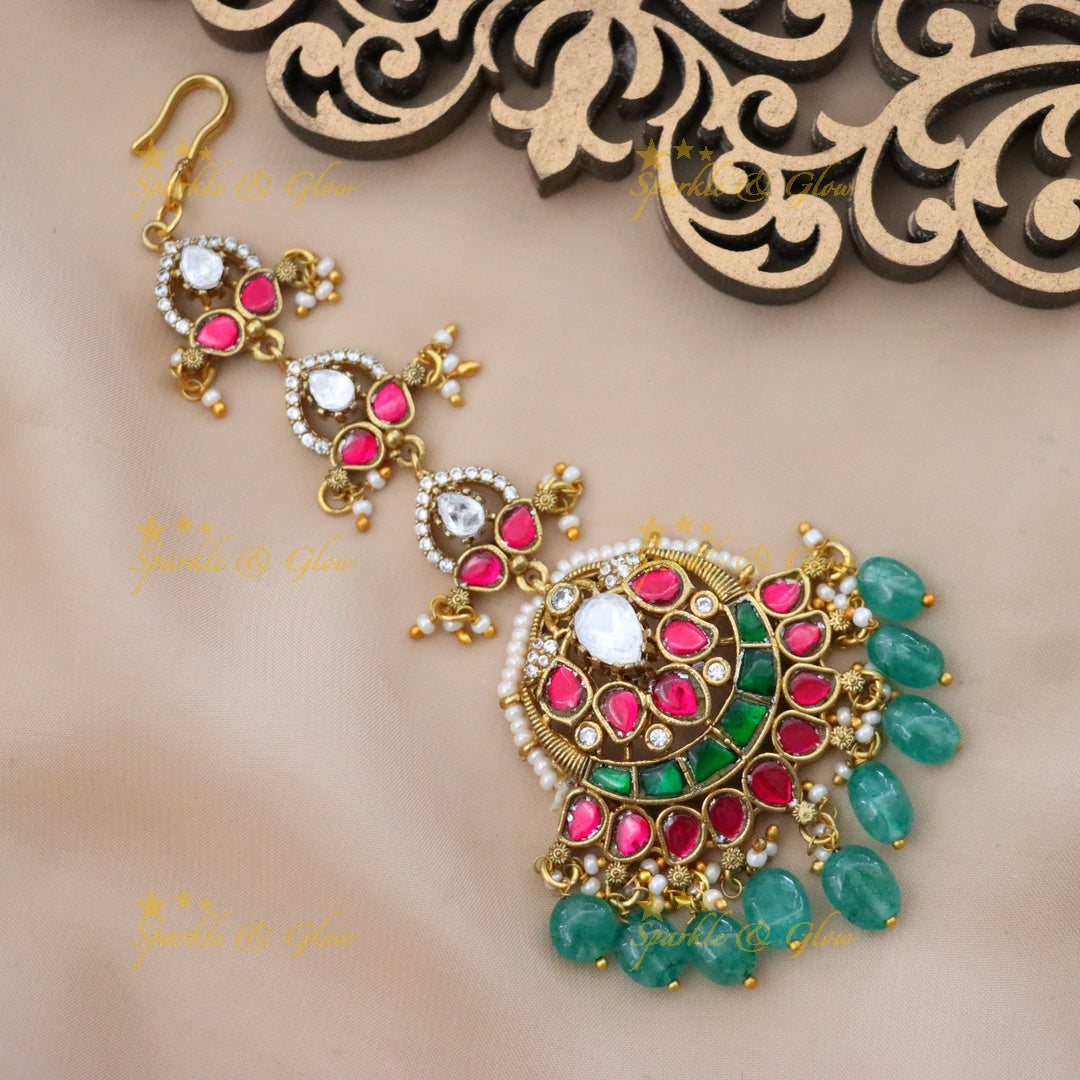 Captivating Festive Maang Tikka in Gold Finish