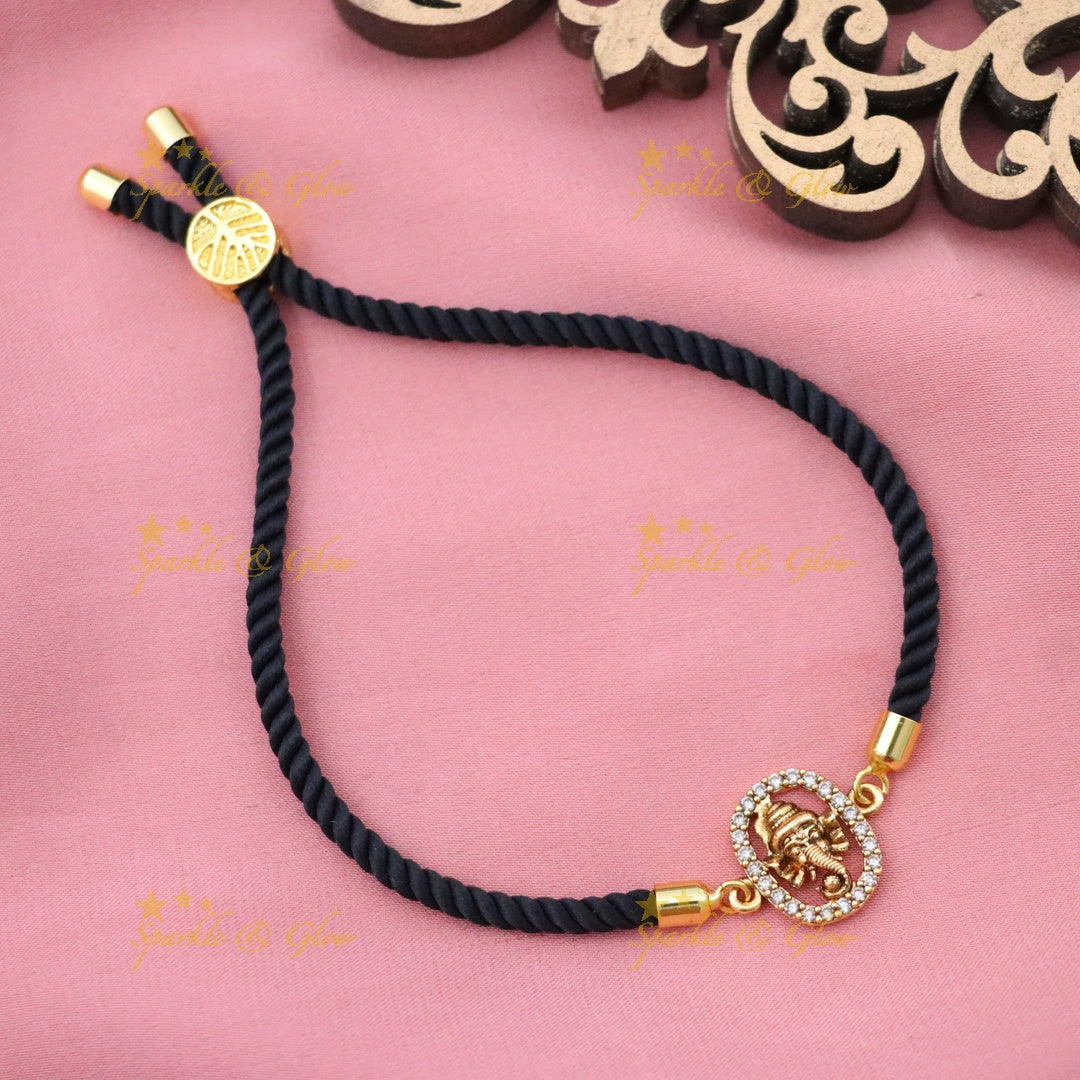 Elegant Gold-Plated Black Thread Bracelet - New Arrival