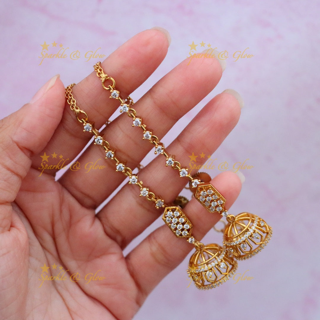Exquisite Bridal Jhumka Earrings with Earchain