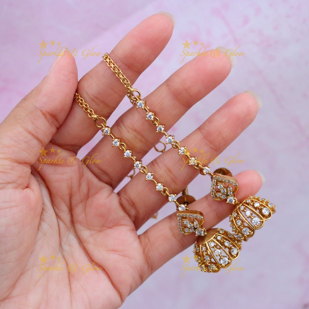 Bridal Jhumka Earchain Set - Indian Wedding Elegance