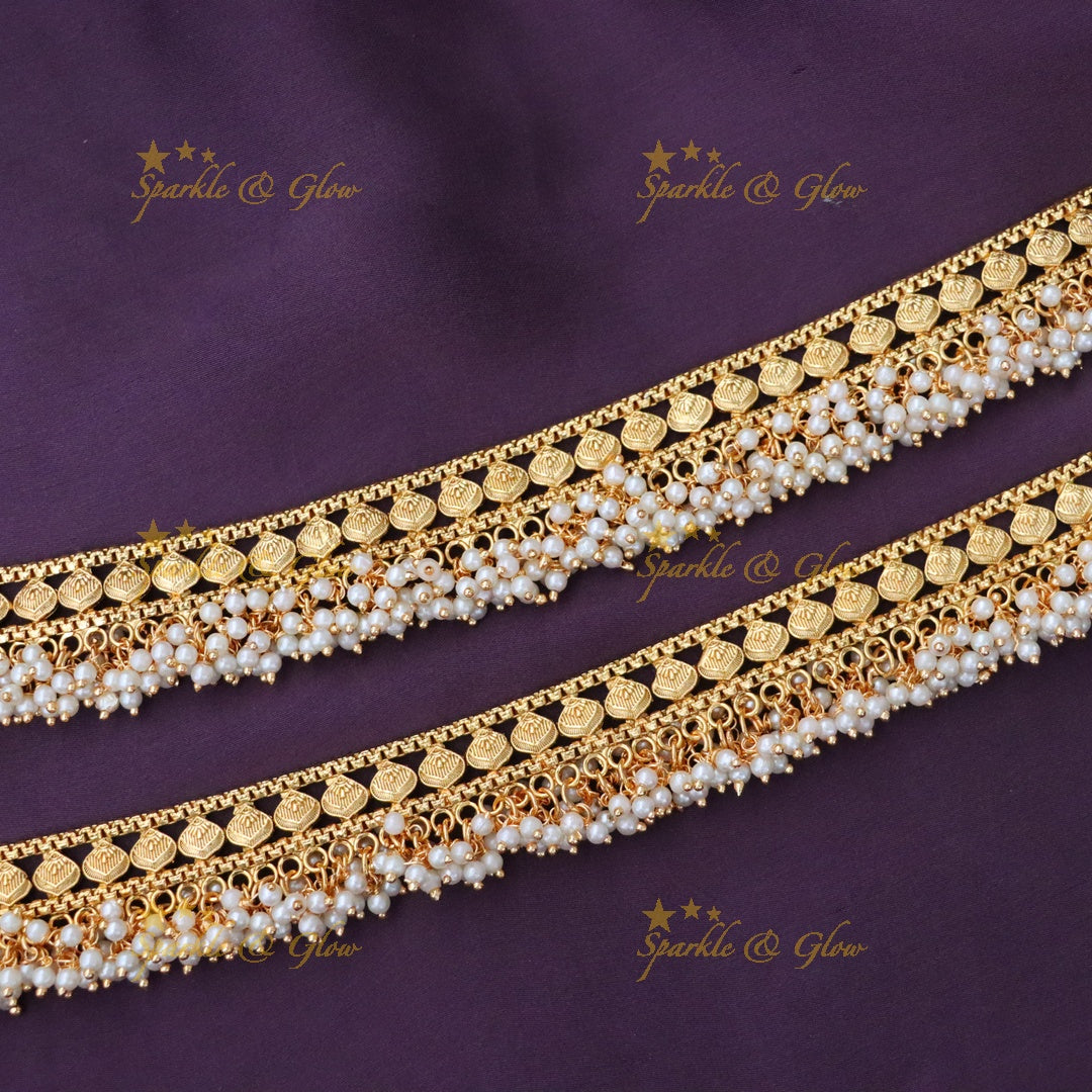 Gold & Pearl Anklets for Weddings & Festivities