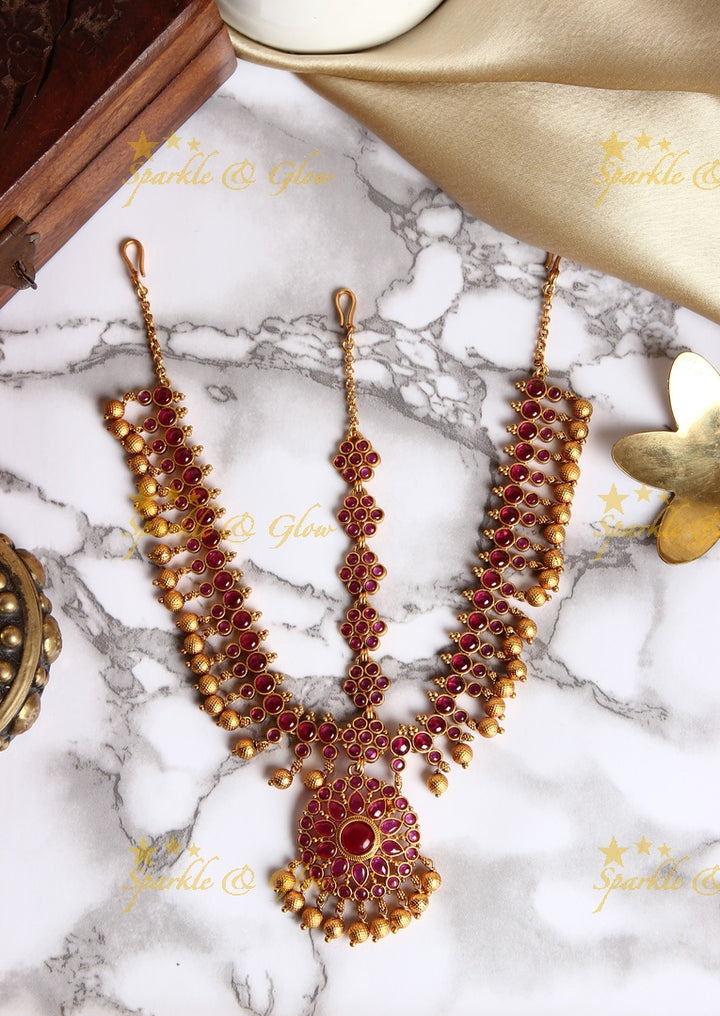 Premium matte  kemp bridal three sided maang tikka