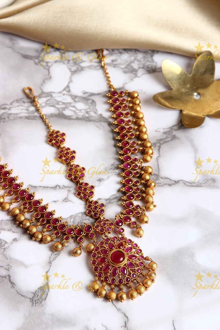 Premium matte  kemp bridal three sided maang tikka