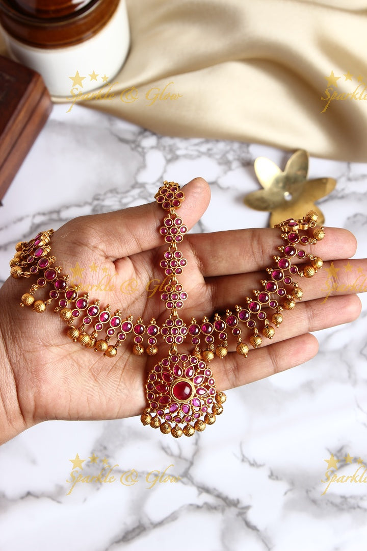 Premium matte  kemp bridal three sided maang tikka