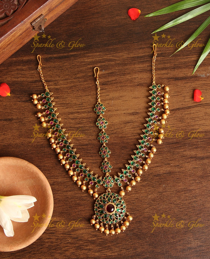 Premium matte  kemp bridal three sided maang tikka