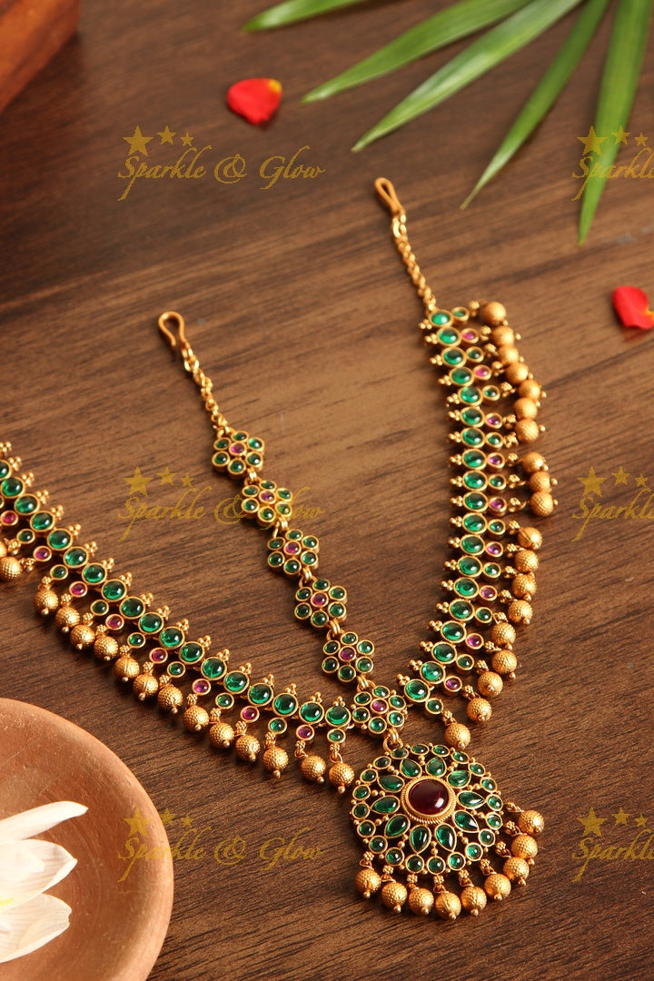 Premium matte  kemp bridal three sided maang tikka