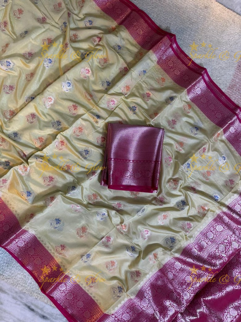Exquisite Banarasi Silk Saree with Meena Zari Work