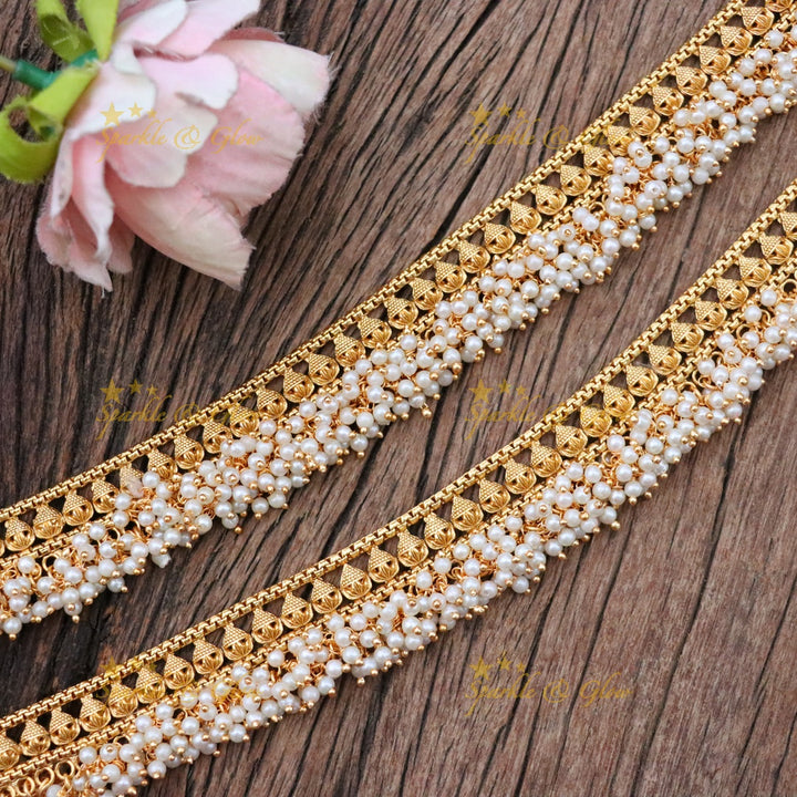 Beautiful Gold Plated Pearl Anklet for Weddings