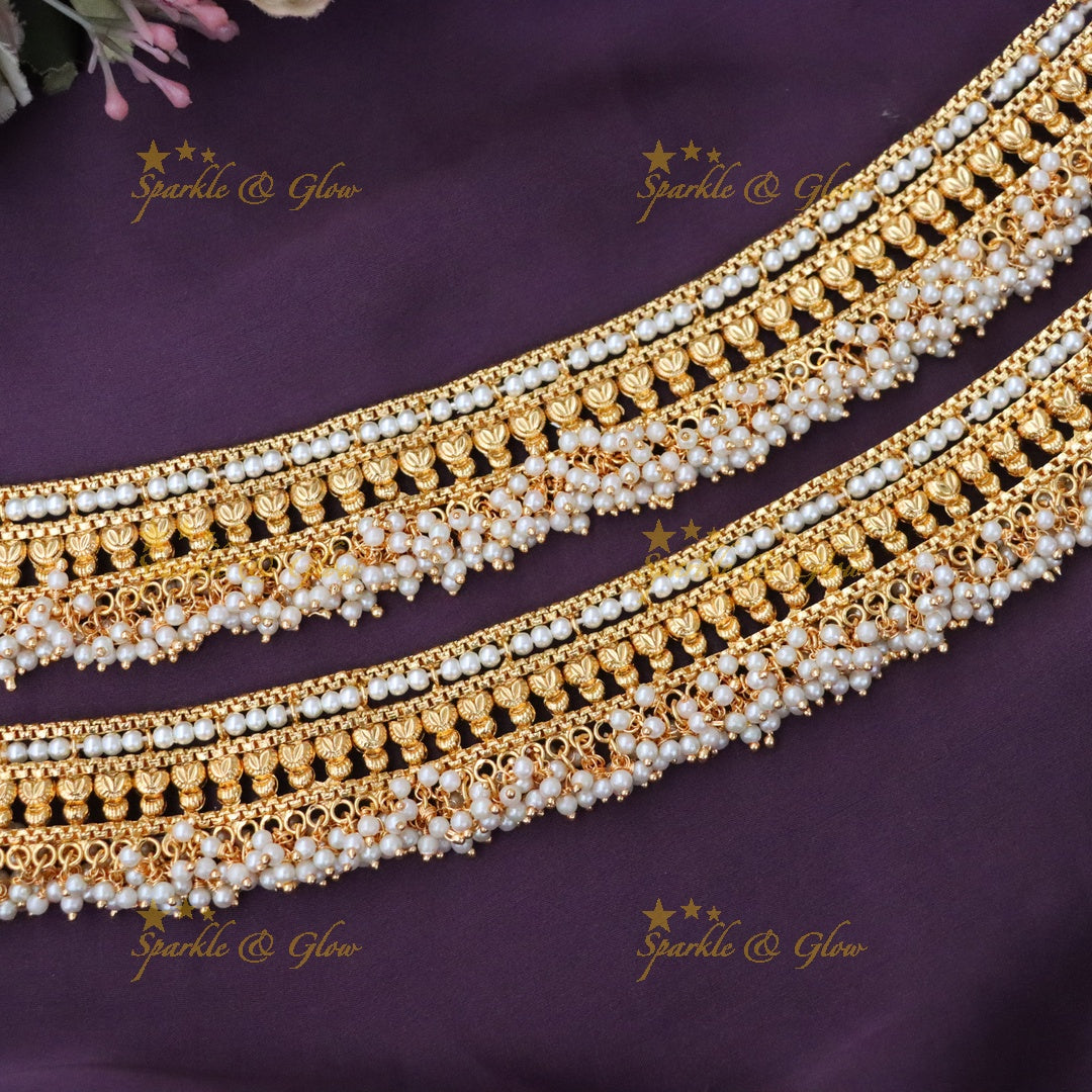 Exquisite Gold-Plated Pearl Ankle Bracelets
