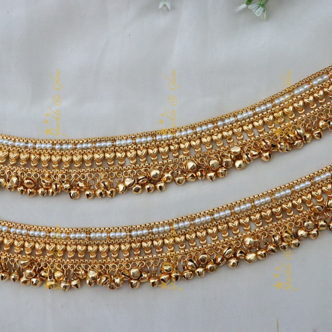 Exquisite Gold-Plated Pearl Ankle Bracelets