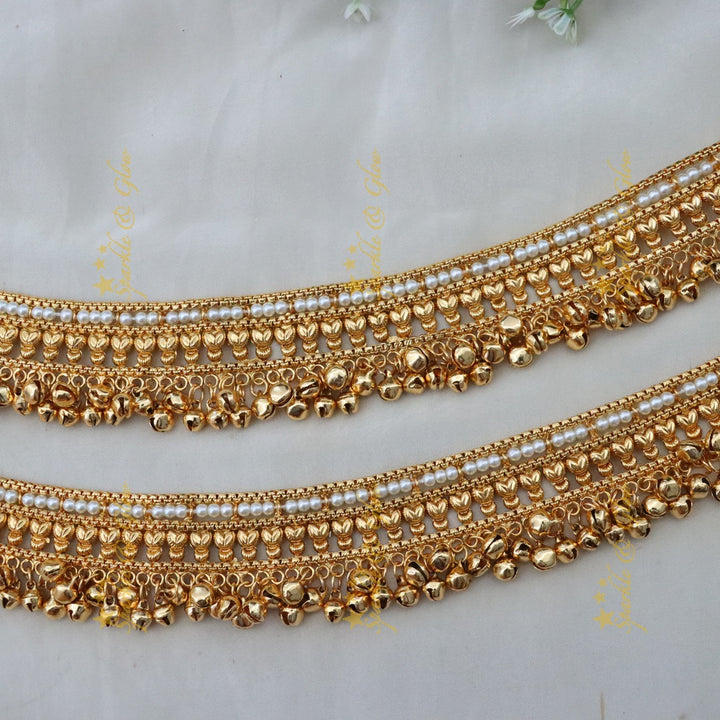 Exquisite Gold-Plated Pearl Ankle Bracelets