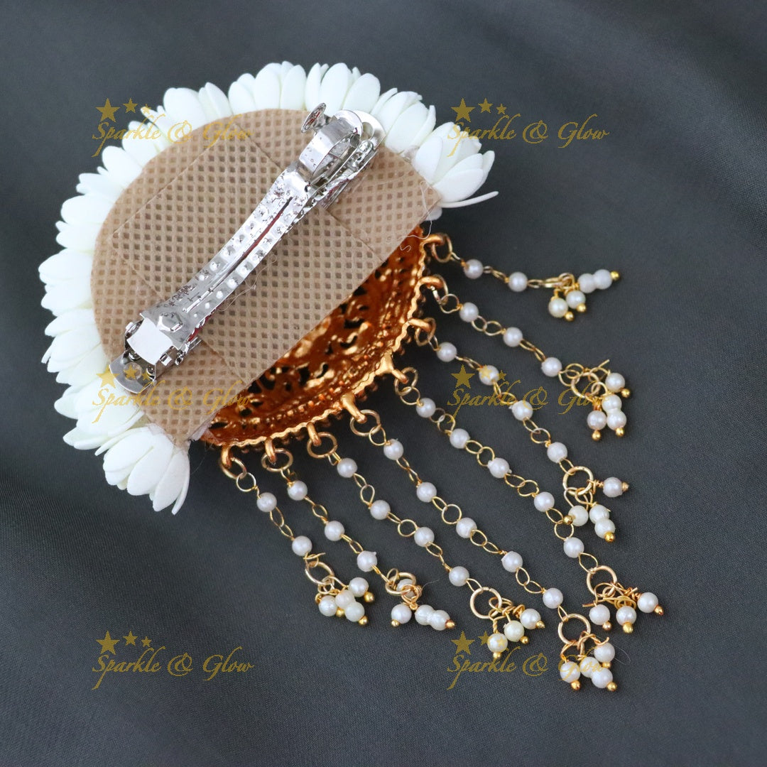 Exquisite Gold Temple Hairclip for Weddings & Festivals