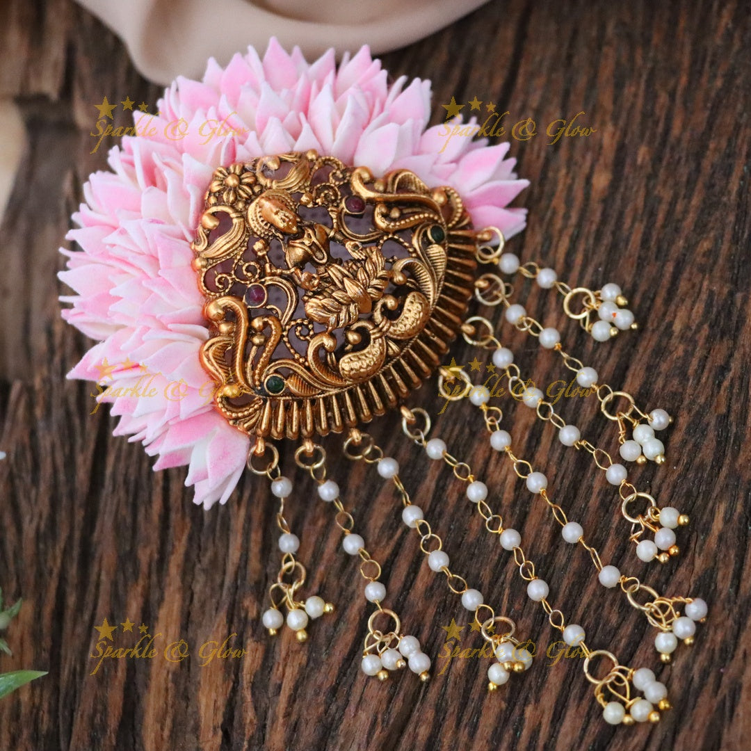 Exquisite Temple Gold Floral Hair Clip for Festive Elegance