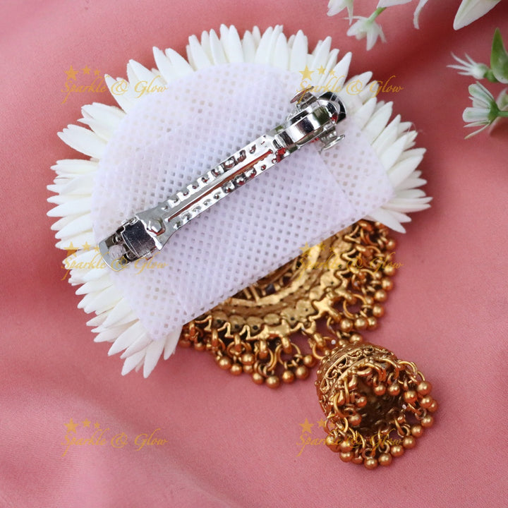 Exquisite Temple Gold Hair Clip for Festive & Wedding