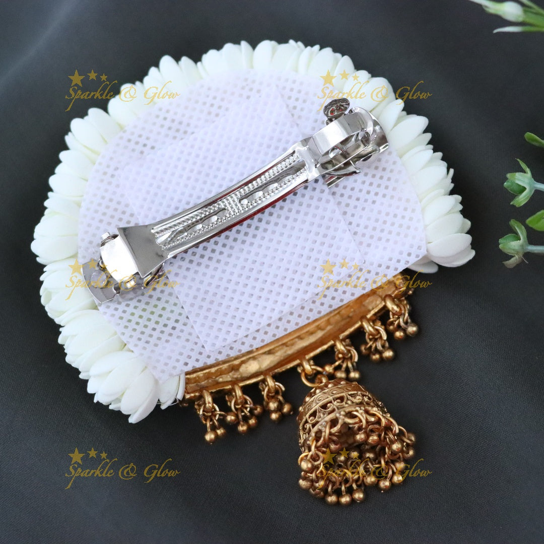 Majestic Gold Temple Hair Clip for Weddings & Festivals
