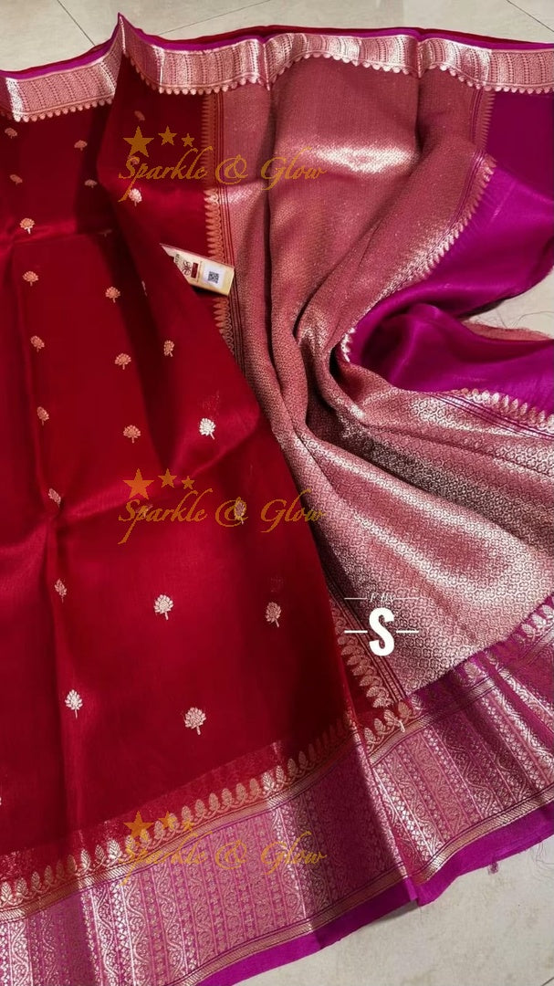 Elegant Banarasi Semi Kora Organza Saree with Brocade