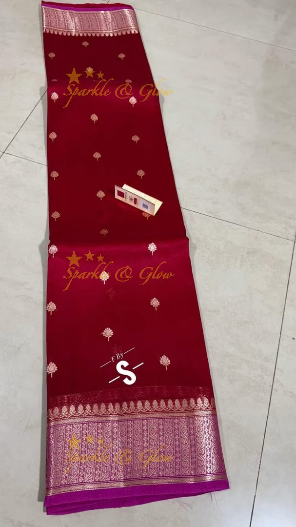 Elegant Banarasi Semi Kora Organza Saree with Brocade