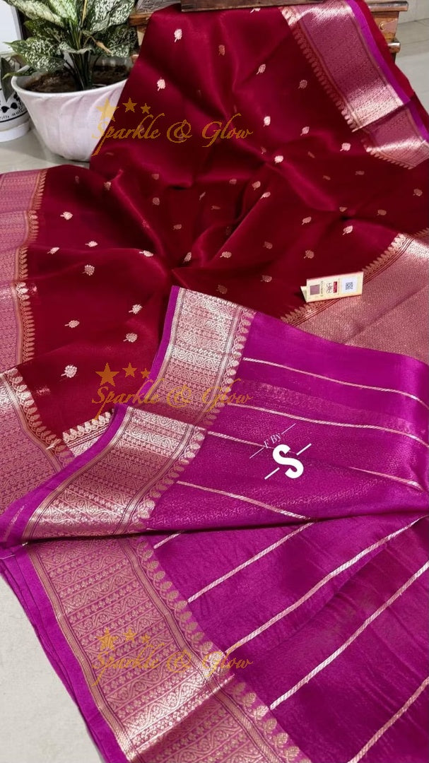 Elegant Banarasi Semi Kora Organza Saree with Brocade