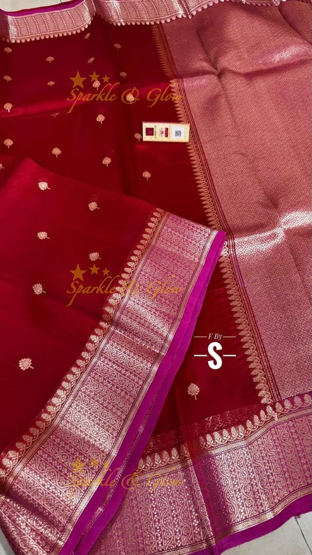Elegant Banarasi Semi Kora Organza Saree with Brocade