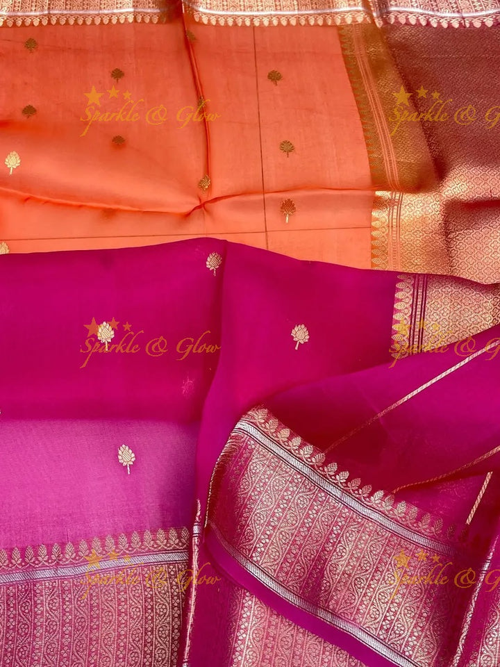 Elegant Banarasi Semi Kora Organza Saree with Brocade