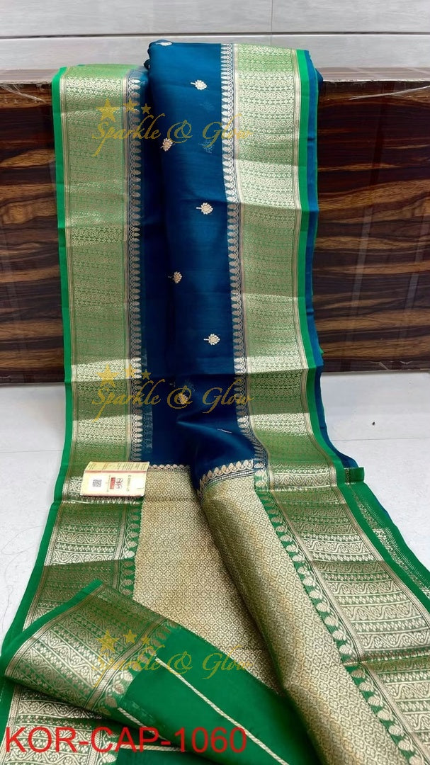 Elegant Banarasi Semi Kora Organza Saree with Brocade
