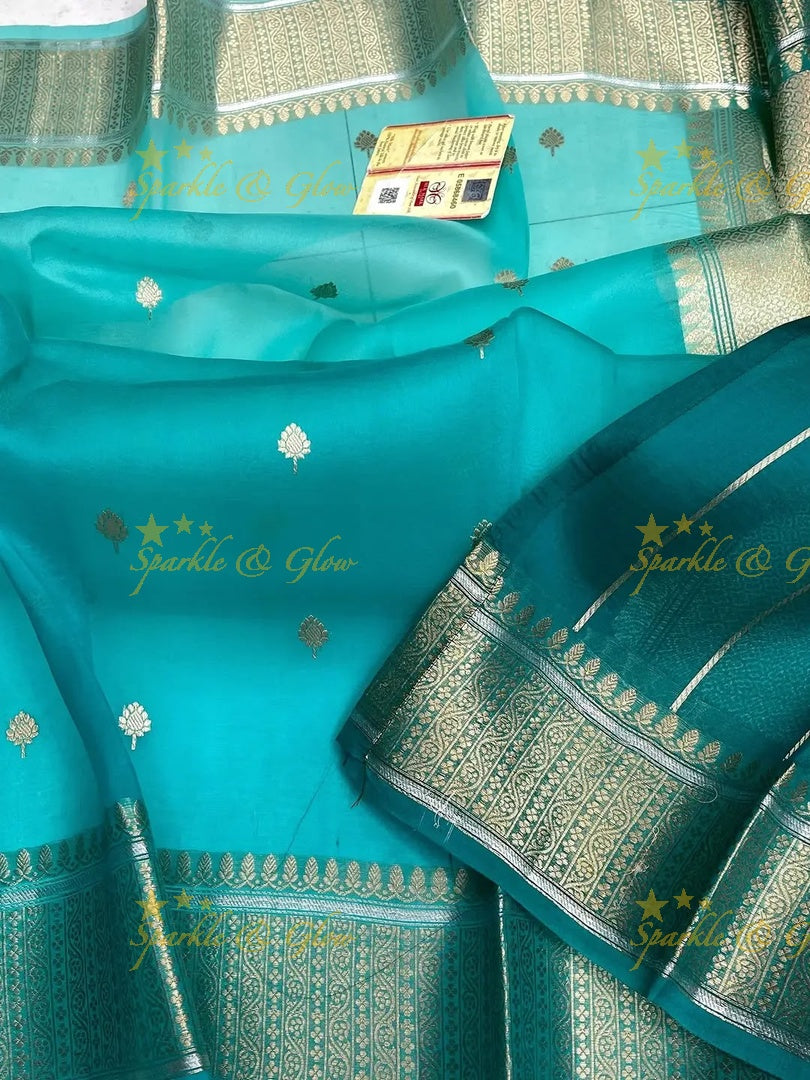 Elegant Banarasi Semi Kora Organza Saree with Brocade