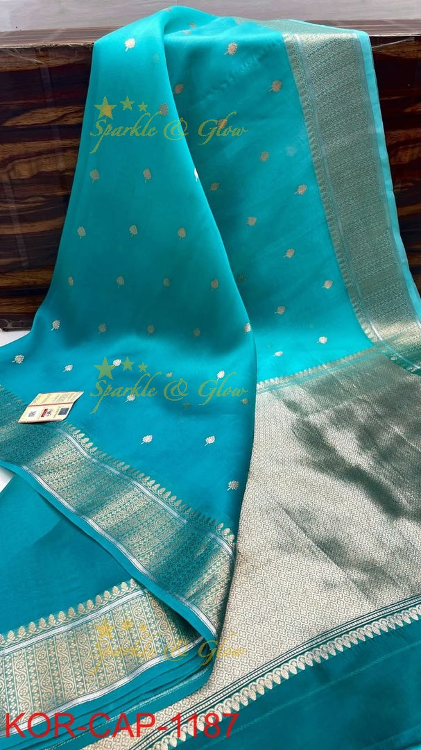 Elegant Banarasi Semi Kora Organza Saree with Brocade