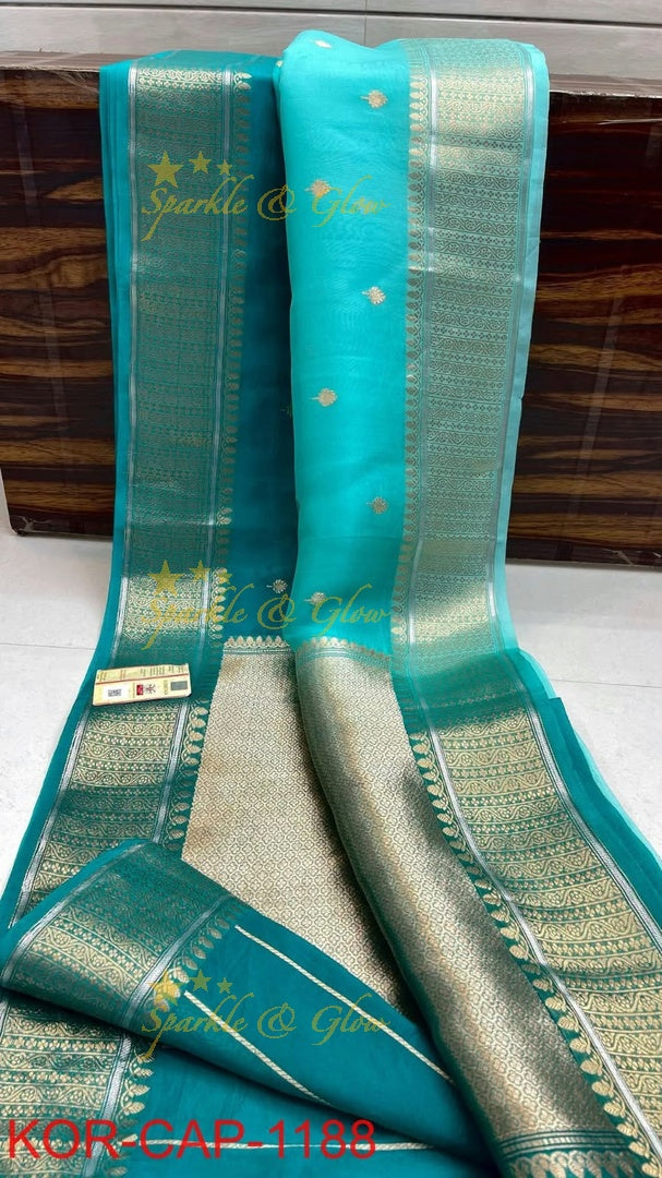Elegant Banarasi Semi Kora Organza Saree with Brocade