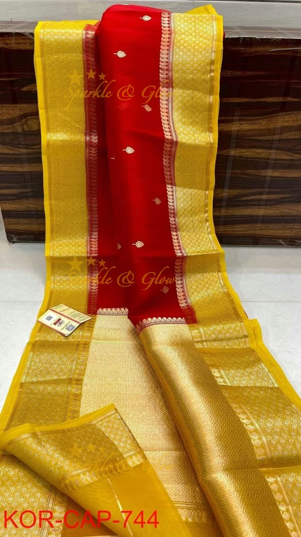 Elegant Banarasi Semi Kora Organza Saree with Brocade