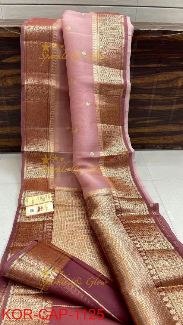 Elegant Banarasi Semi Kora Organza Saree with Brocade