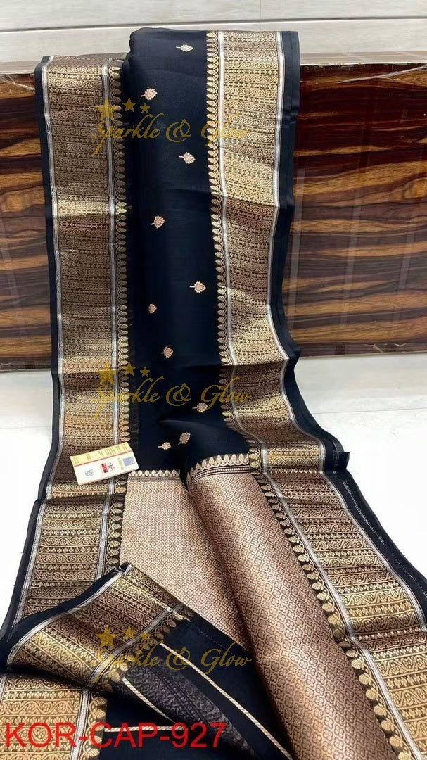 Elegant Banarasi Semi Kora Organza Saree with Brocade