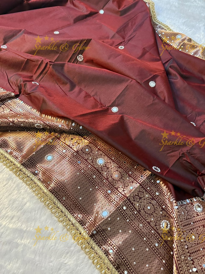 Premium Banarasi Saree with Pearl & Lace Accents