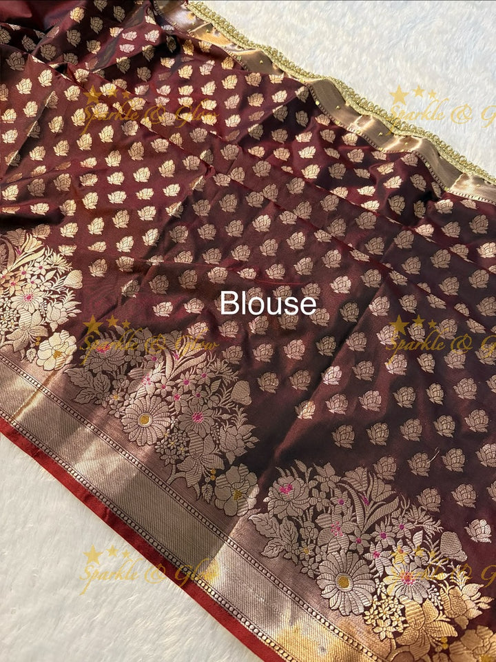 Premium Banarasi Saree with Pearl & Lace Accents
