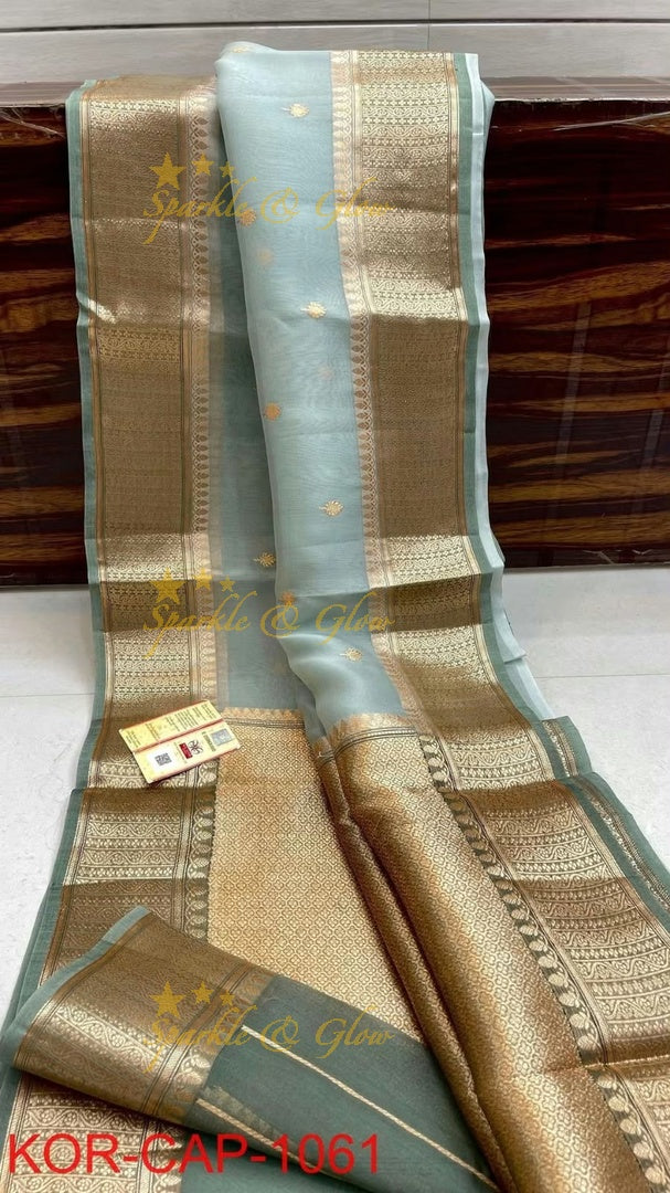 Elegant Banarasi Semi Kora Organza Saree with Brocade
