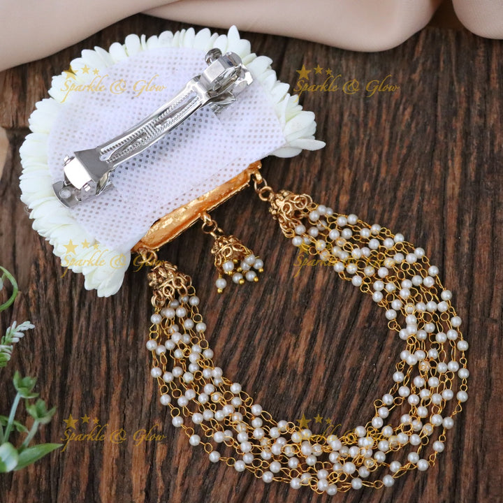 Intricate Gold Temple Hair Clip for Festive Occasions