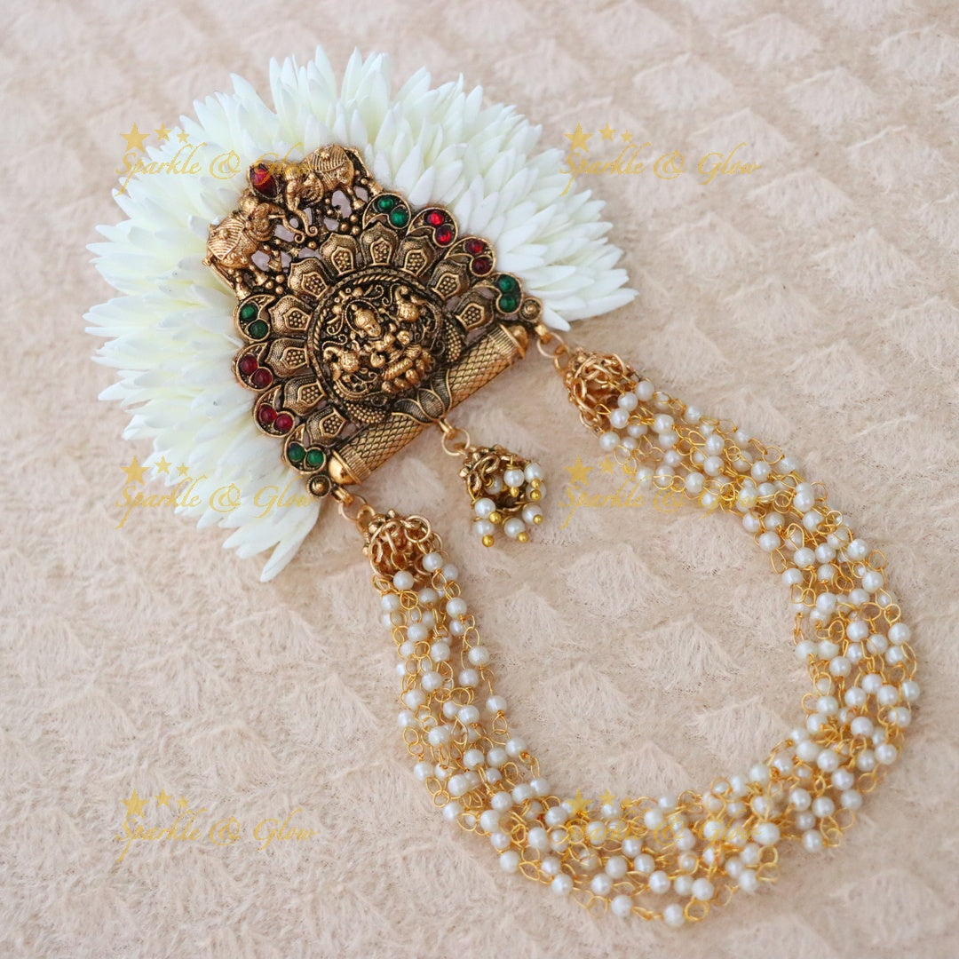 Majestic Temple Gold Hairclip with Pearl Tassels
