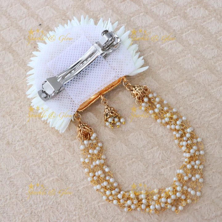Majestic Temple Gold Hairclip with Pearl Tassels