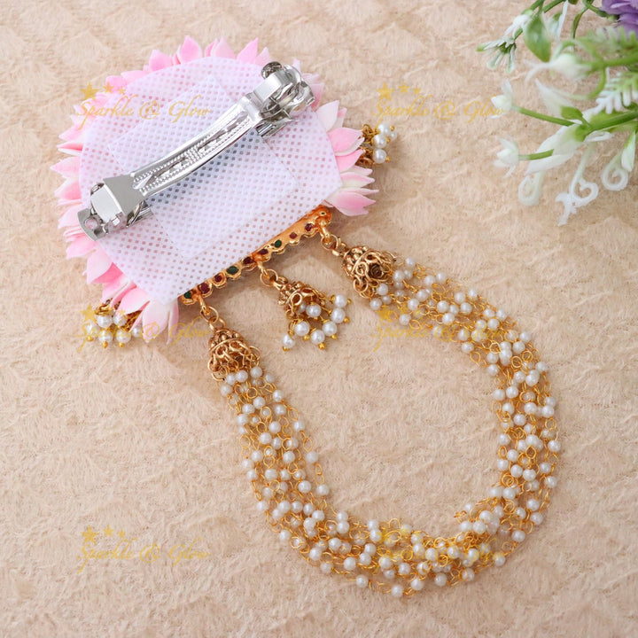 Elegant Temple Gold Hair Clip for Weddings & Festivals