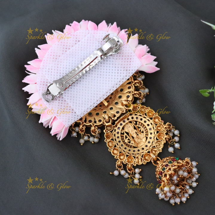 Exquisite Temple Gold Tone Hair Clip for Festive Elegance