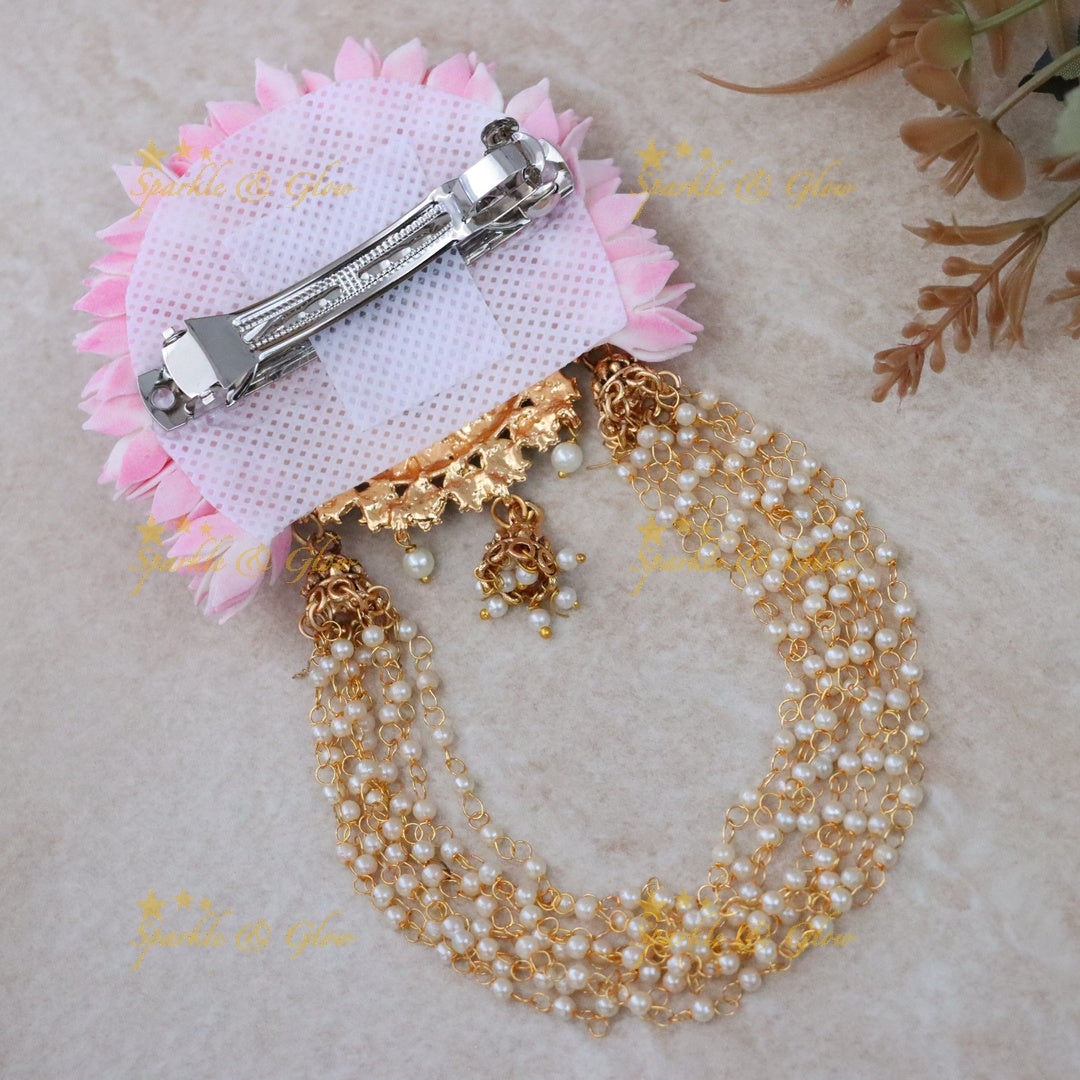 Elegant Gold Pearl Festive Hair Clip for Weddings