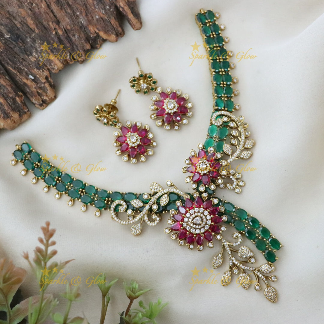Enchanting American Diamond Necklace Set